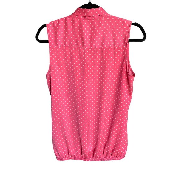 MEXX Pink White Polka Dot Sleeveless Blouse With Bow Women's Size 32, Size XS - Picture 4 of 9